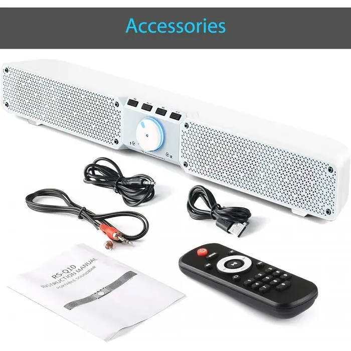 Бездротова акустична колонка 20 ват Tamproad soundbar bluetooth speaker RS-Q10 Біла - фото 4