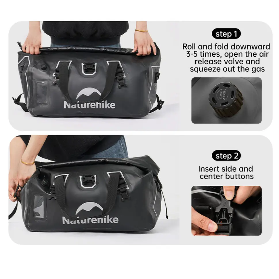 Водонепроникна дорожня сумка Naturehike CNK2450XB015, 40 л, чорна - фото 3