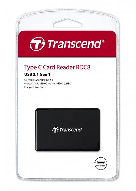 Кардридер TRANSCEND Cardreader TS-RDC8K2 3.1 Gen 1 Type-C Multi Card Black - фото 5