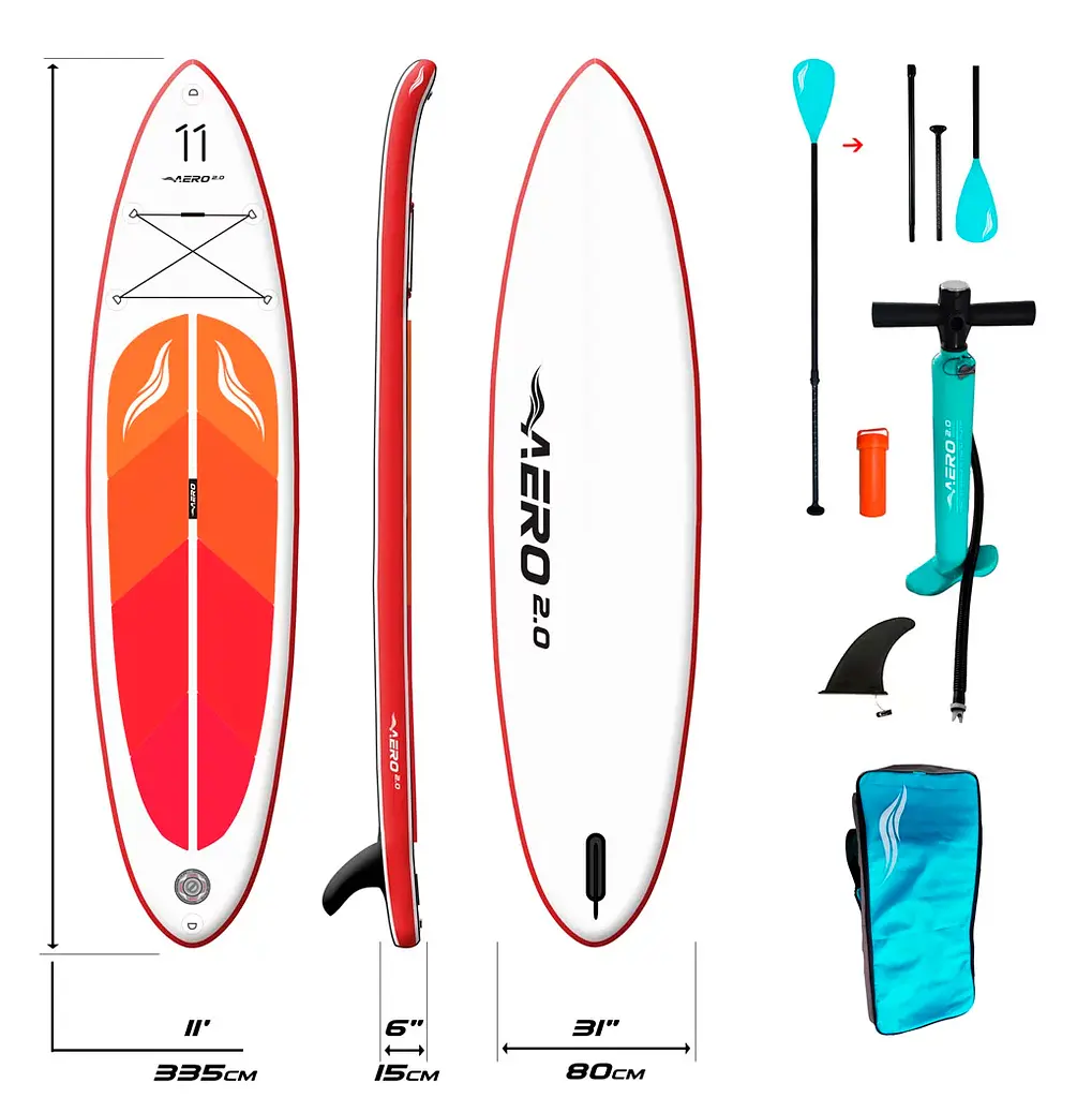 Надувна SUP дошка AERO Board 2.0 (335х15х80см) 11' Red Orange - фото 2