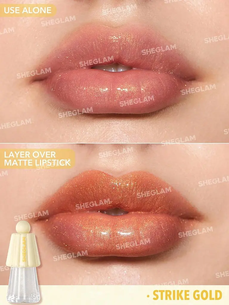Олійка для губ з шимером SHEGLAM Jelly Wow Hydrating Lip Oil Strike Gold - фото 2
