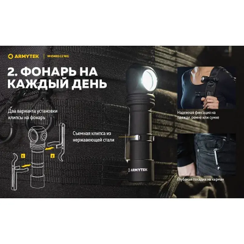 Налобний ліхтар ArmyTek Wizard C2 WG Magnet USB Warm (F09201W) - фото 10