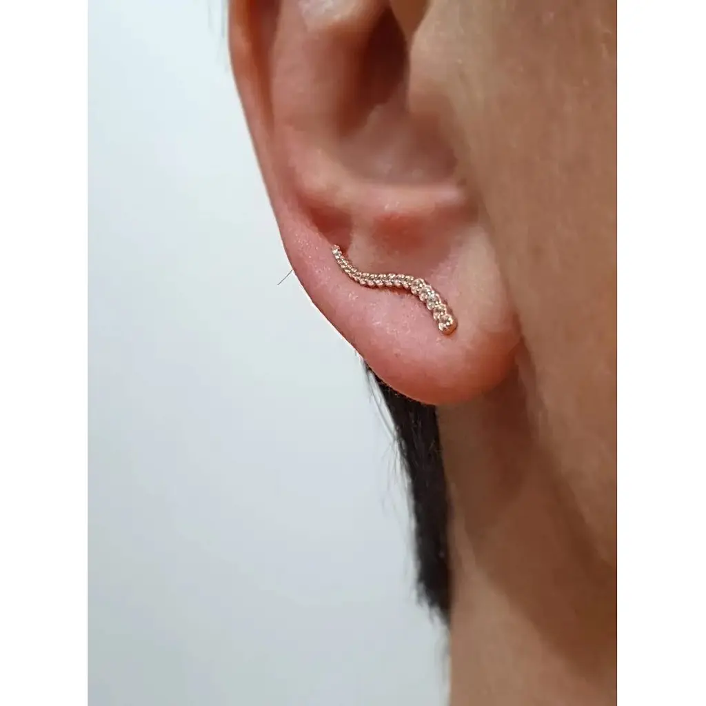 Золотые серьги-каффы Favoritum с фианитами. 211493 - фото 2