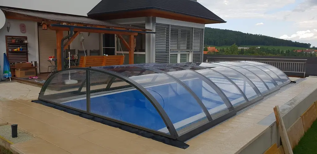 Павільйон Compact з прозорим полікарбонатом розміром 4,30х8,54х0.88м K-4-430Transparent