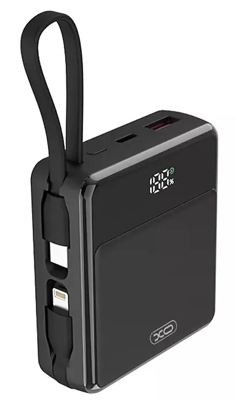 Внешняя портативная батарея XO PR224 fast charging dual line 10000 mAh с 2 кабелями черная - фото 2