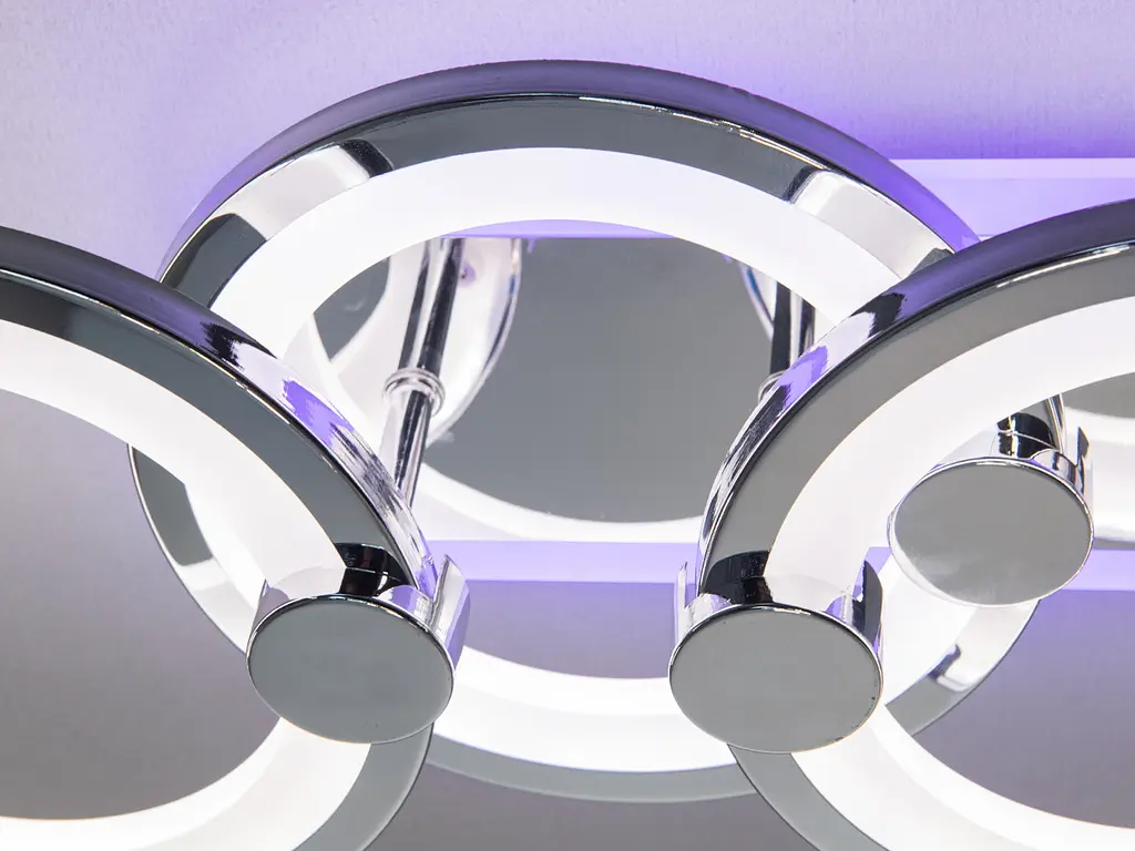 Люстра стельова LED Diasha H8022/2+2HR, 65W, 3200K-6500K, хром, сучасний стиль, з пультом, для дому - фото 5