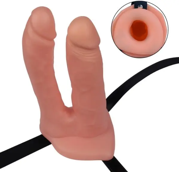 Страпон для чоловіків LoveToy Unisex Hollow Double Penetrator, 18 см - фото 3