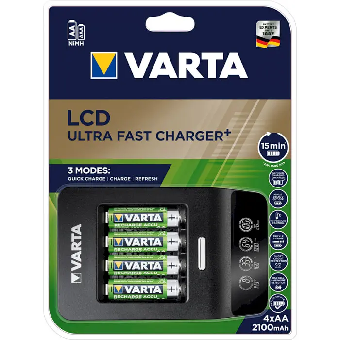 Зарядний пристрій Varta LCD Ultra Fast Plus Charger + 4xAA 2100 mAh (57685101441) - фото 6