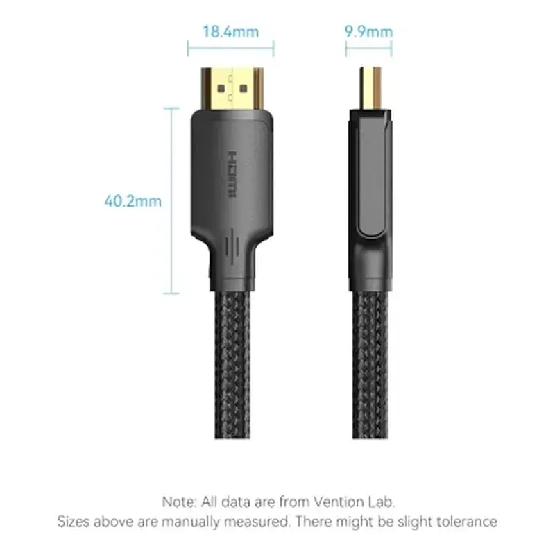 Кабель мультимедійний HDMI M to HDMI M 1.5m 4K60Hz cotton braided black Vention (ALLBG) - фото 7