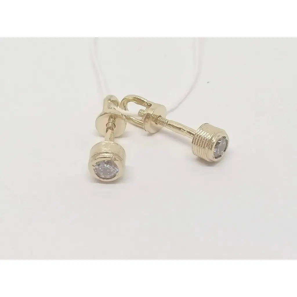 Золотые серьги-пуссеты Гаразд с фианитами. 3533296 - фото 2