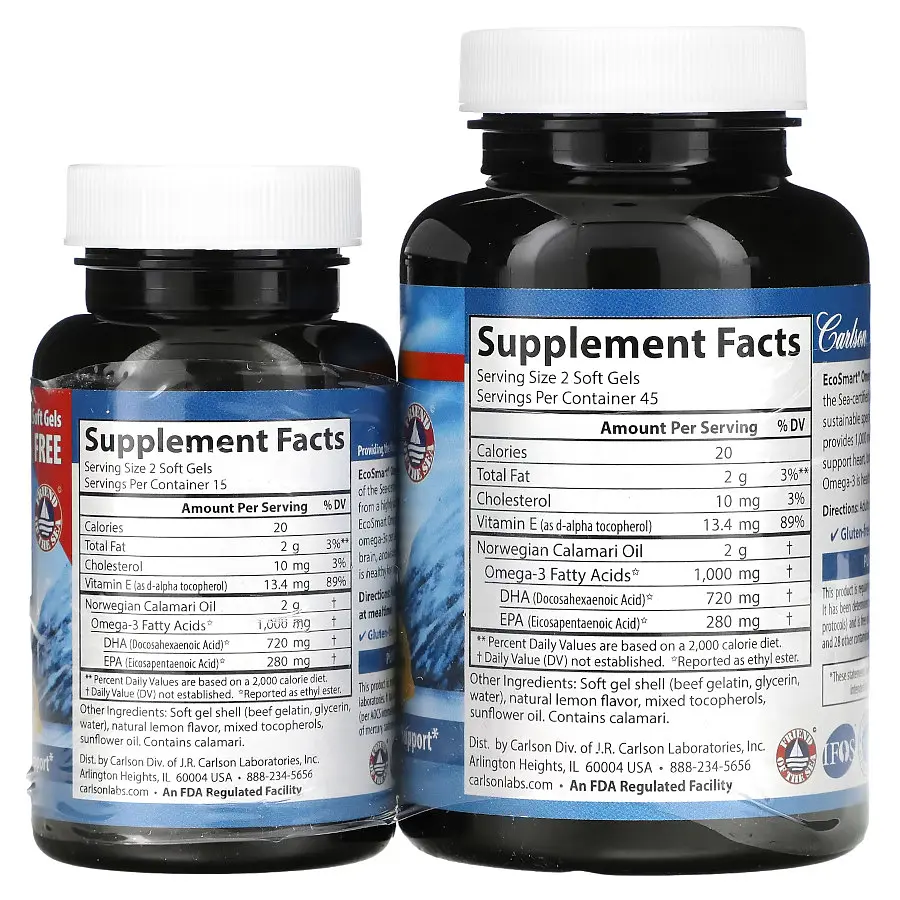 Жирні кислоти Carlson Labs EcoSmart Omega 3, 90+30 капсул - фото 2