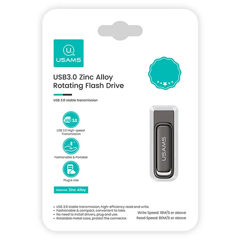 Флеш-накопичувач Usams US-ZB338 USB 3.0 Zinc Alloy 128GB Tarnish - фото 5