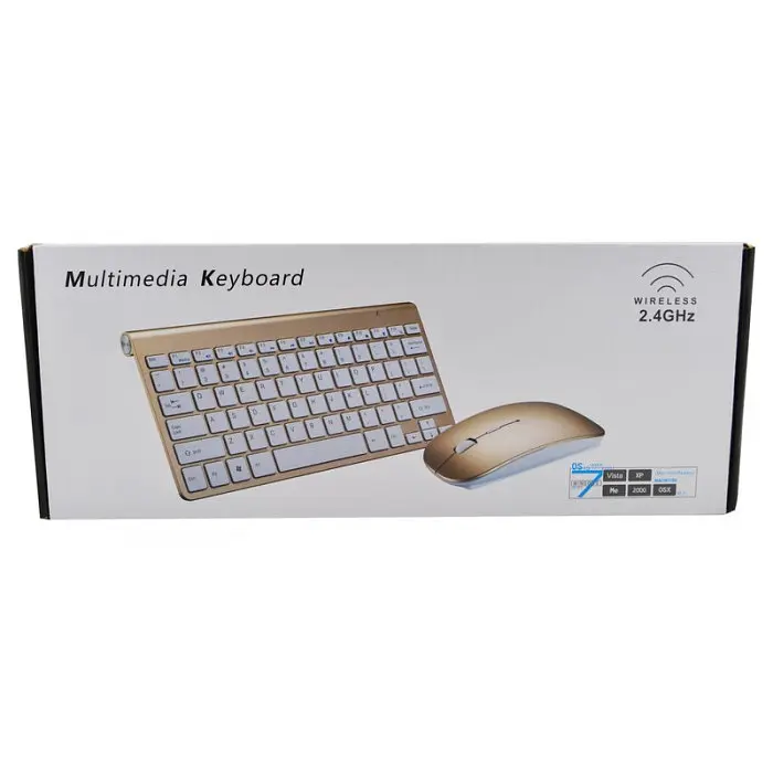 Бездротова російська клавіатура mini та миша keyboard 908 + приймач Золота - фото 8