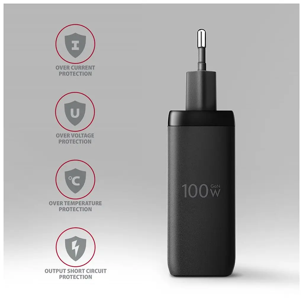 Зарядний пристрій AXAGON 1xUSB + 2xUSB-C 100W QC4+ PD3.0 PPS black (ACU-DPQ100) - фото 6