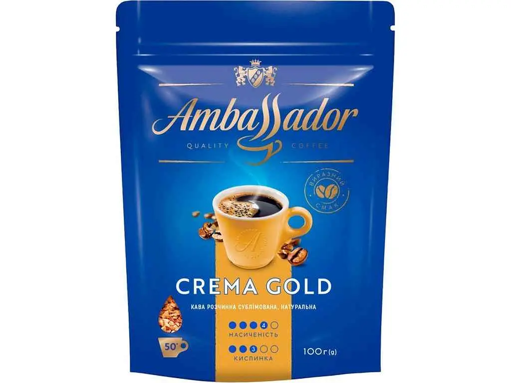 Кава розчинна AMBASSADOR 100г Crema Gold, пакет