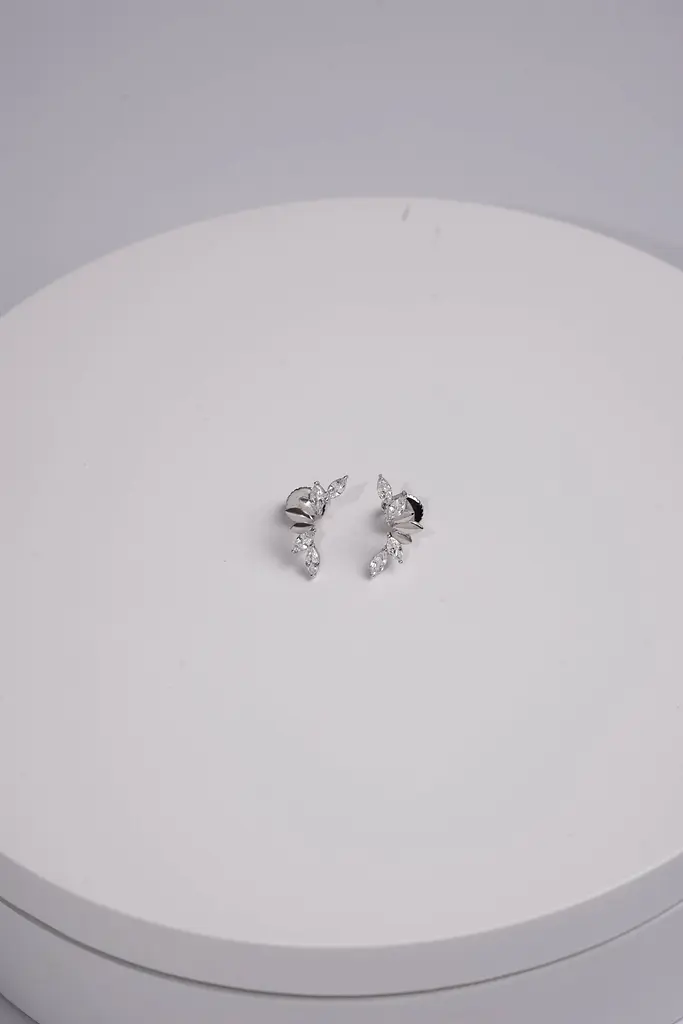 Сережки-гвоздики з білого золота Crystal Crown (з40067.1) - фото 5
