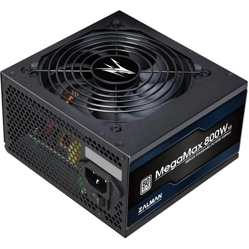 Zalman Блок питания Megamax (800W), 83%, 80+ White, 120mm, 1xMB 24pin(20+4), 2xCPU (8pin+(4+4)pin), 4xMolex, 8xSATA, 4xPCIe 8pin(6+2) - фото 1