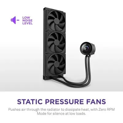 Система жидкостного охлаждения NZXT Kraken Plus V2 360mm AIO liquid cooler w/Displ (RL-KN360-B2) - фото 3