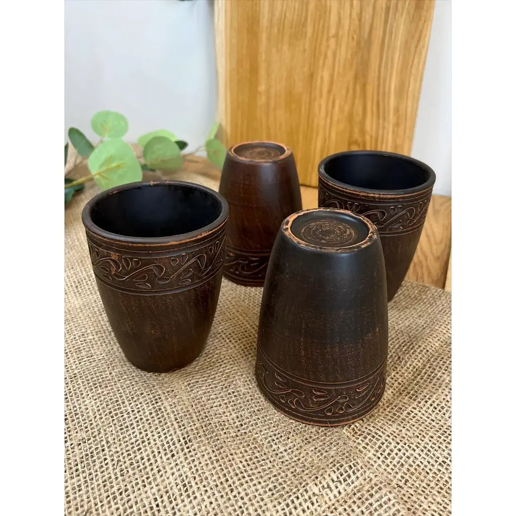 Склянка 0.4 літра керамічний (глиняний) різьблений Декор - фото 5