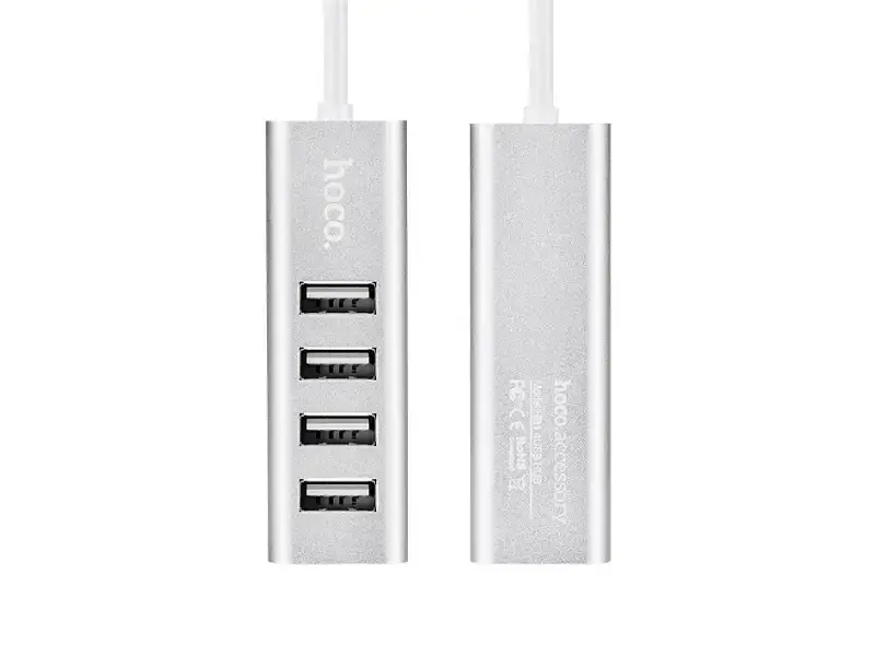 USB-хаб Hoco HB1 4 Port USB Hub Silver (6957531038146) - фото 3