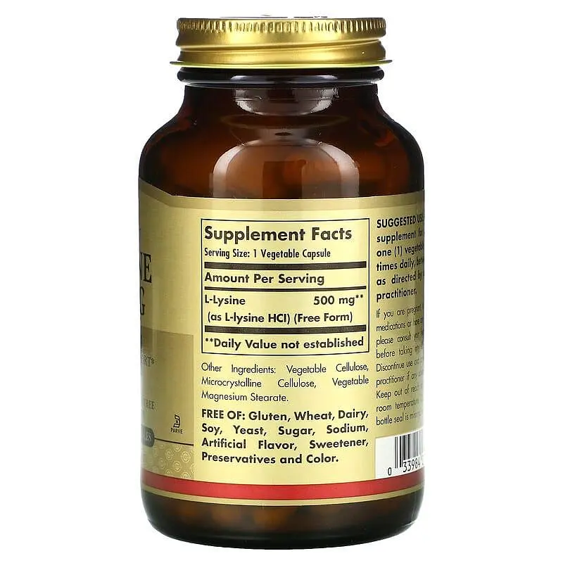 L-лізин Solgar L-Lysine 500 мг 100 вегетаріанських капсул - фото 2