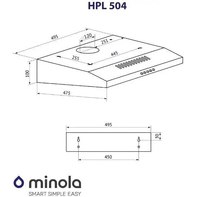 Витяжка пласка Minola HPL 504 BL - фото 7