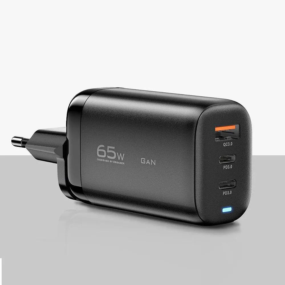 Зарядний пристрій - блок Essager ES-CD23 65w (3 виходи) чорний - фото 2