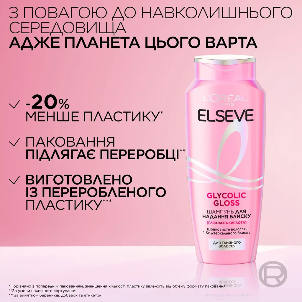 Шампунь для надання блиску, для тьмяного волосся Loreal Paris Elseve Glycolic Gloss Shampoo 250 мл - фото 4