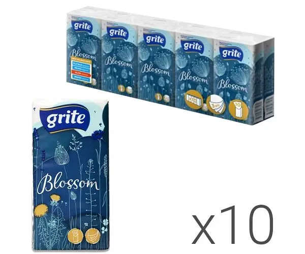 Grite Blossom, 10 шт., Хусточки паперові Гріте, трьохшарові - фото 2
