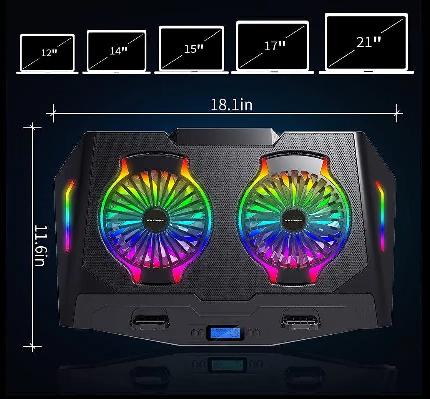 Охлаждающая подставка для ноутбука 15-21 дюймов Ice Coorel N10 RGB - фото 9