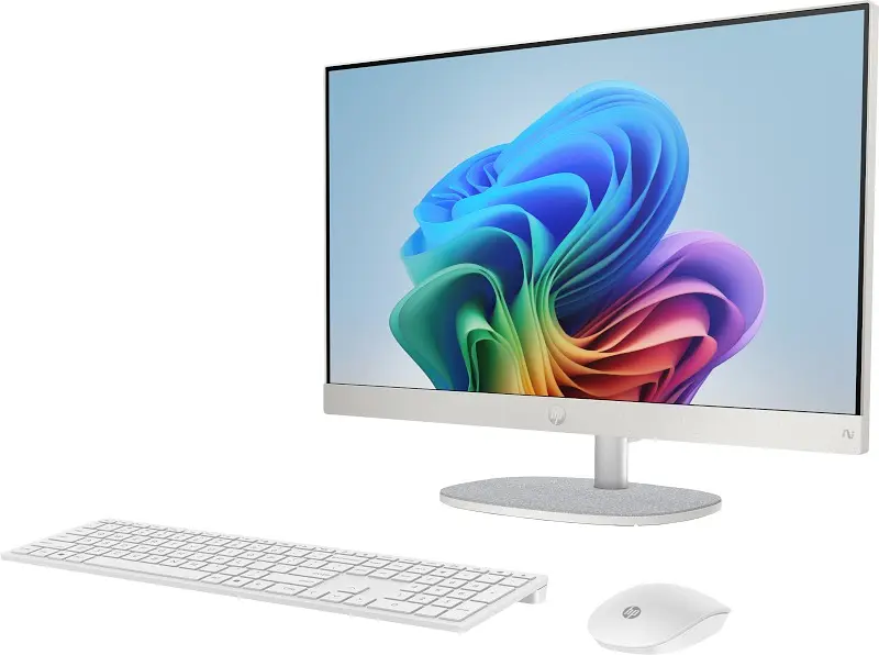 HP Комп'ютер персональний моноблок All-in-One 23.8" FHD IPS AG, AMD R5-340 AI, 16GB, F512GB, UMA, WiFi, кл+м, Win11, білий - фото 2