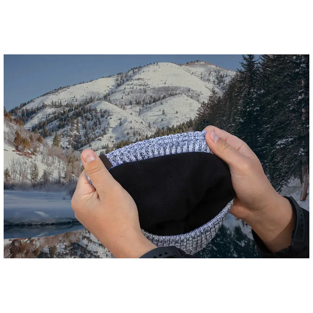 Водонепроникна шапка DexShell Heathered Rib Knit Beanie Onesize 56-58 см біло-сіра (DH32405MBL) - фото 3