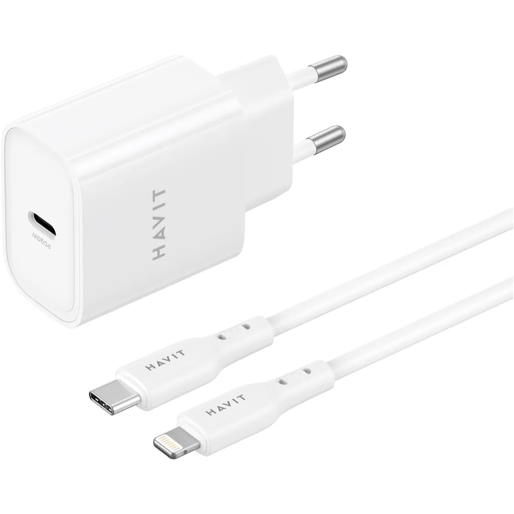 Зарядний пристрій HAVIT ST935 20W USB-C з кабелем USB-C - Lightning (HV-ST935-WH) - фото 4