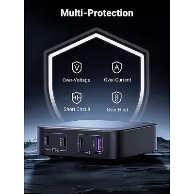 Зарядний пристрій Ugreen GaN серії Nexode CD328, 4xUSB 100 Вт (3xUSB-C + USB-A QC 3.0), чорний (90928) - фото 9