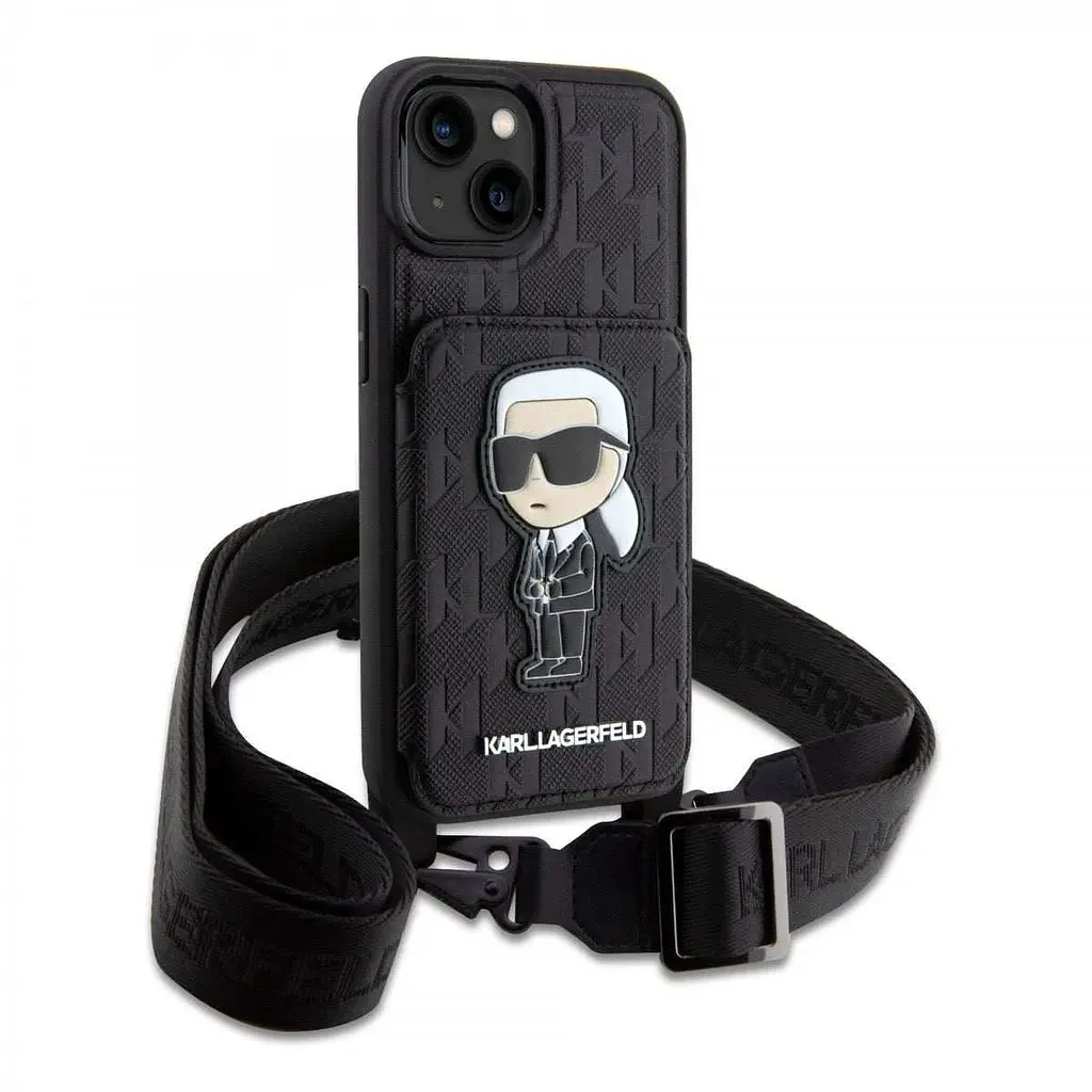 Чехол Karl Lagerfeld Saffiano Monogram Crossbody Ikonik NFT для iPhOne 14 Black - фото 3
