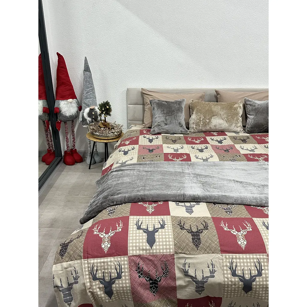 Комплект постільної білизни Ecotton двоспальний 29345-2 Оленi на червоному (24412) - фото 2