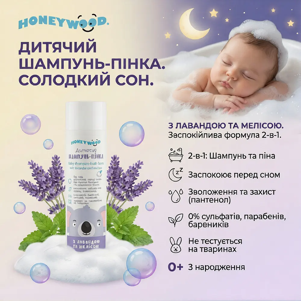 Дитячий шампунь-пінка Honeywood з лавандою і мелісою 250 мл - фото 3
