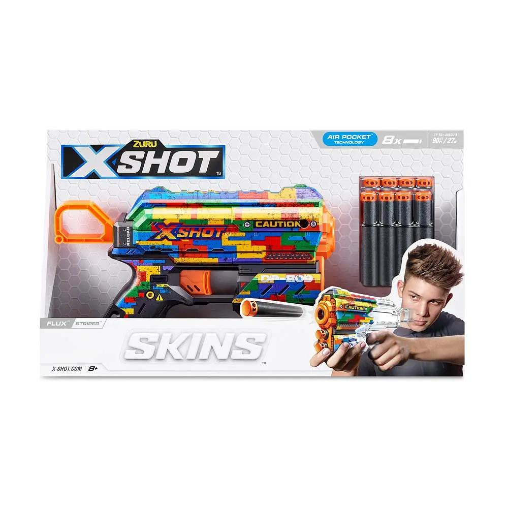 Швидкострільний бластер Zuru X-Shot Skins Flux Striper 8 патронів (36516K) - фото 3