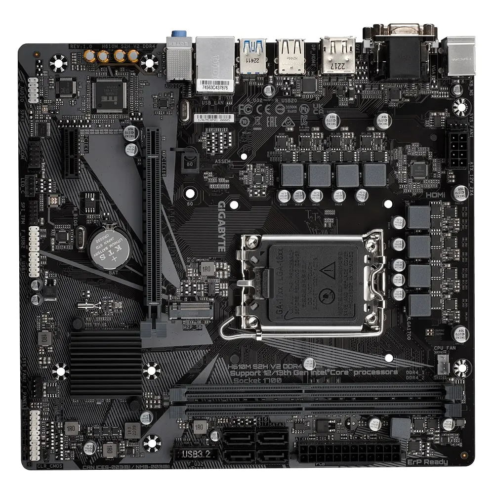 Материнская плата H610M S2H V2 s1700 H610 2xDDR5 M.2 HDMI D-Sub DP mATX Gigabyte teh0019029 - фото 5