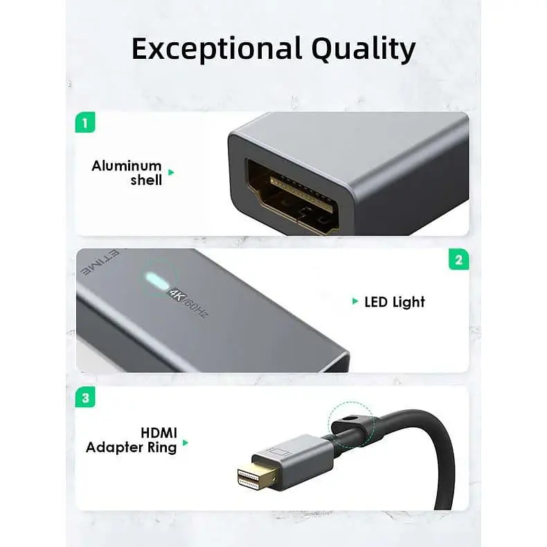 Кабель-переходник CableTime mini DisplayPort (M) - HDMI (M), 4K/60Hz, 0.15 м (CP26A) - фото 5