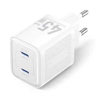 Зарядний пристрій Vention 2xUSB-C PD 45 Вт GaN прозоро-білий (FCFW0-EU) - фото 7
