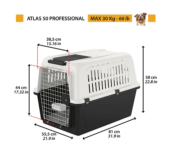 Переноска для собак та котів Ferplast Atlas Professional 50 сіра до 30 кг 81х55.5х59.5 см 73050021 - фото 2