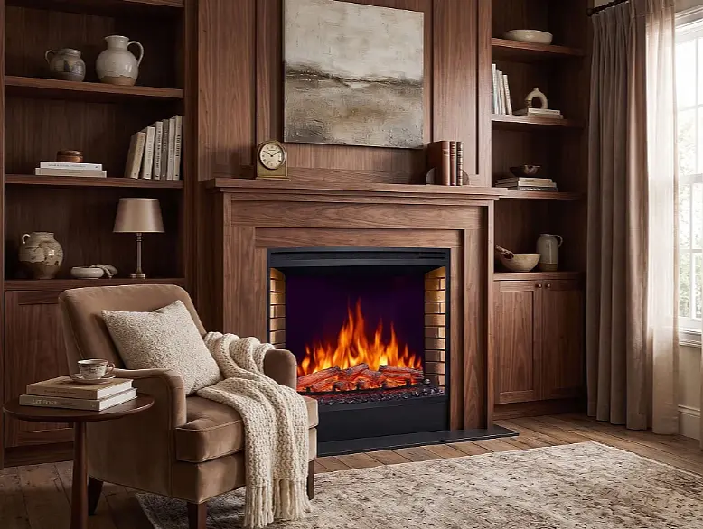 Електрокамін ArtiFlame AF33 — 86,6 см, вигнуте панорамне скло, 3D-ефект полум’я, LED-підсвічування та обігрів - фото 5