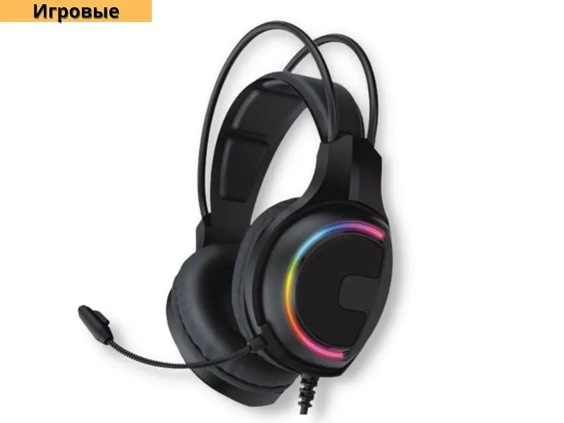 Ігрові навушники з мікрофоном та регулюванням висоти та LED RGB підсвічуванням No Brand HG16s Sniper Чорні (23713-01_1011) - фото 2