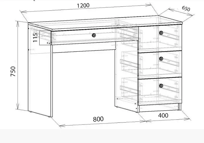 Письмовий стіл Арт 750х1200х650 мм Дуб Тахо - фото 3