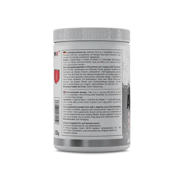 L-аргінін, L-цитрулін малат MST Nutrition Amino Pump, 500 грам - фото 2