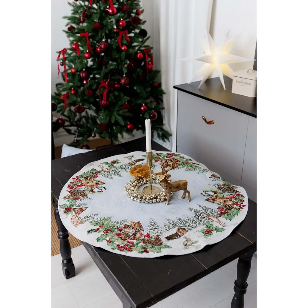 Скатертина гобеленова Прованс Squirrel з люрексом 90 см (41967) - фото 3