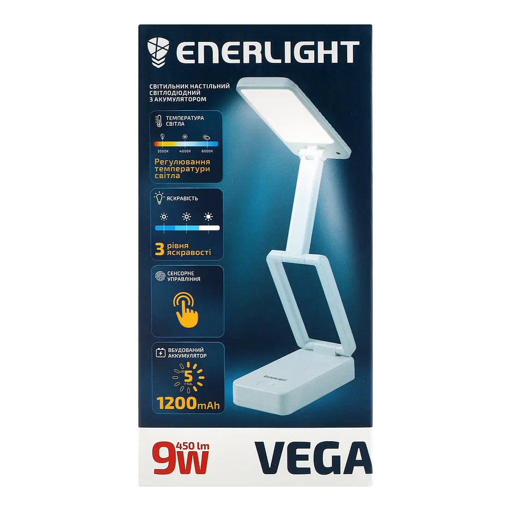 Світильник настільний світлодіодний Enerlight VEGA 9W 3000-6000K з акумулятором білий (VEGA9SMD45MW) - фото 3