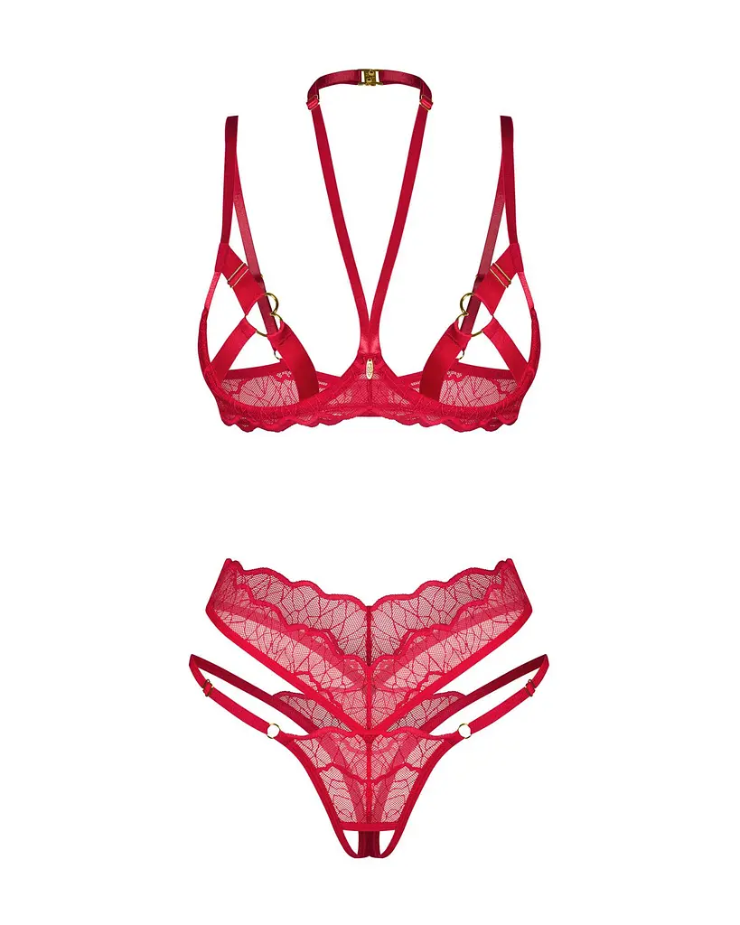 Комплект білизни Obsessive Cupide Desir otwarty L/XL (червоний) - фото 5