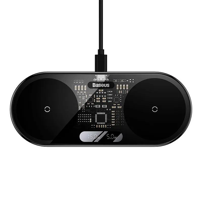 Зарядне бездротове Qi Baseus Digital LED Display 2in1 Universal version 20W - фото 4